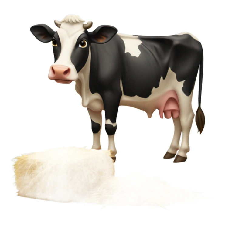 Cow eating hay  sticker