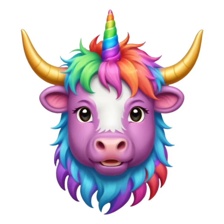 Highland cow rainbow unicorn sticker