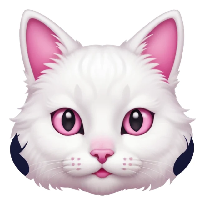 white cat with pink nose and ears sticker