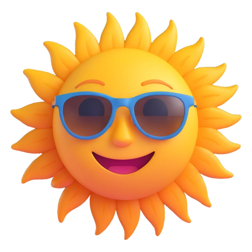 a smiling sun with sunglasses sticker