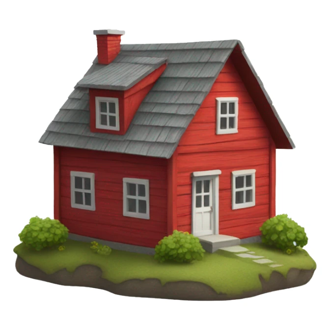 Small red wooden house sticker