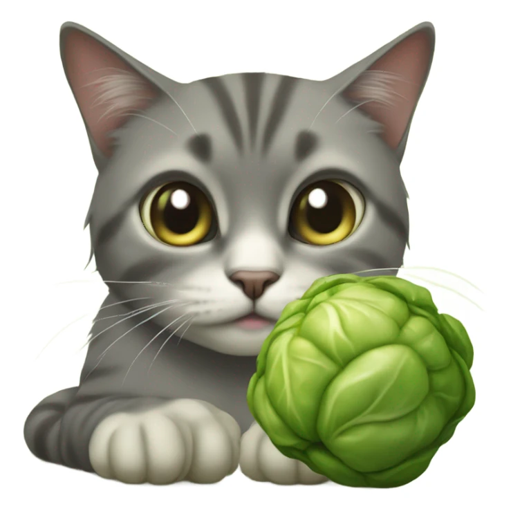 Cat in tears eating Brussels sprouts sticker
