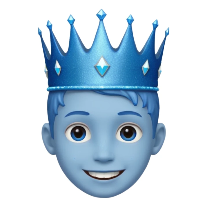 blue Boy glitter crown smile sticker