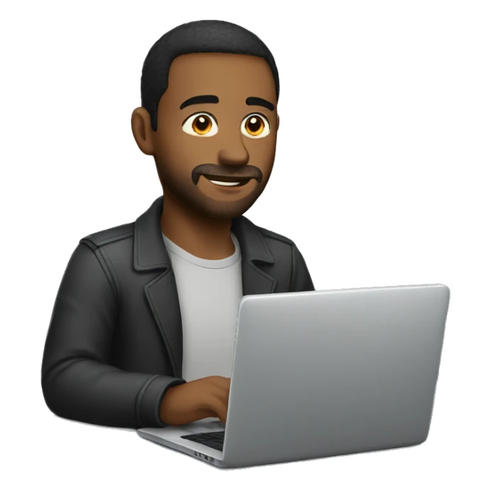 a guy with laptop sticker