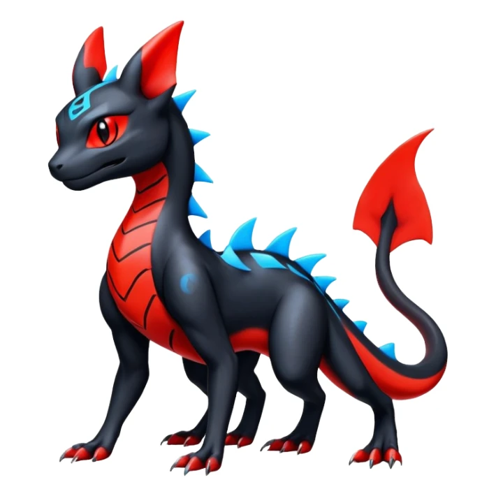 Guilmon-Salandit-Umbreon-Fakémon-hybrid-creature (full body)  sticker