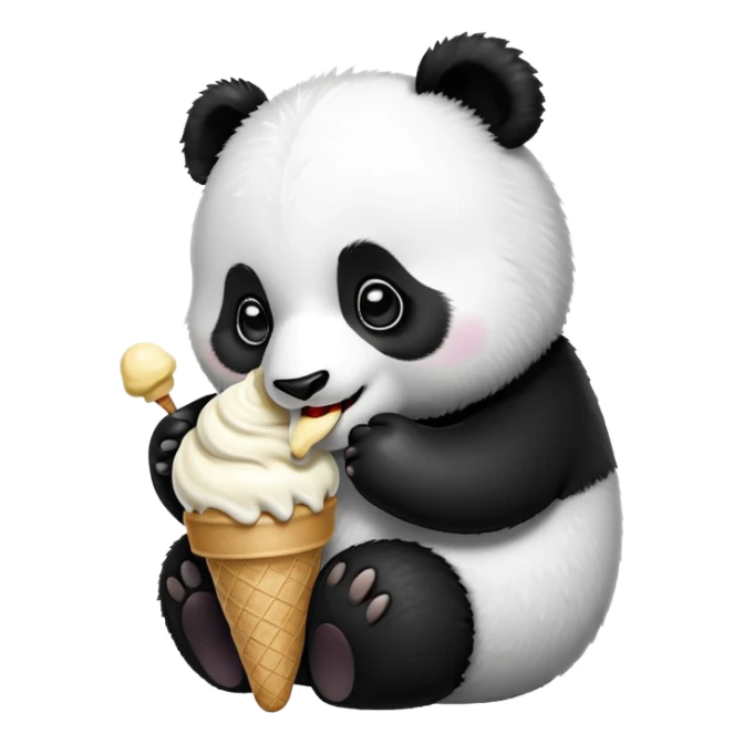 Panda eating ice cream sticker