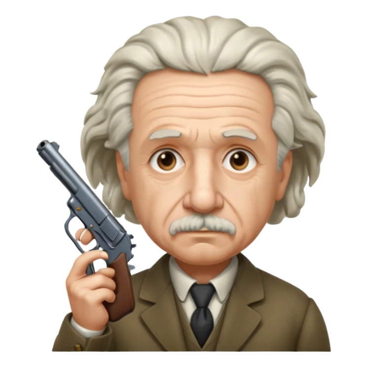 Albert Einstein holding a gun sticker