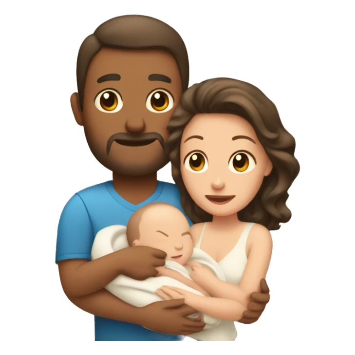dad mom and newborn sticker