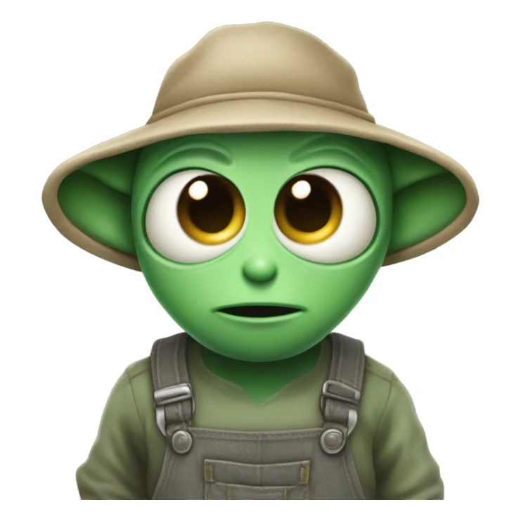 Alien In farmer overalls sticker