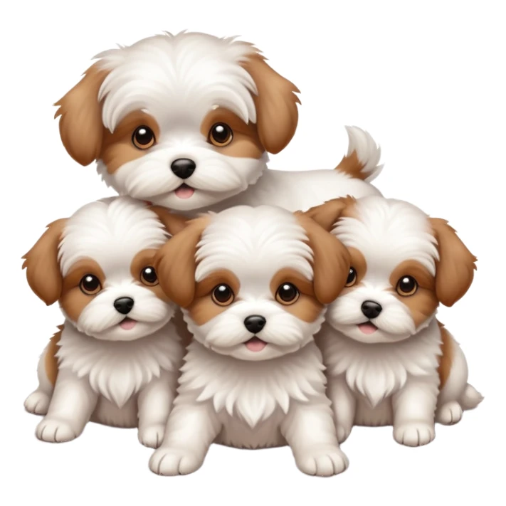  Maltese dog with 5 brown puppies sticker
