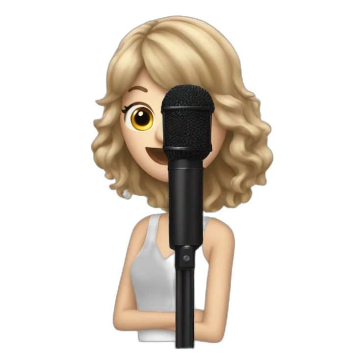Taylor Swift singing into a black microphone sticker