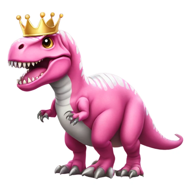 pink t rex with silver crown  sticker