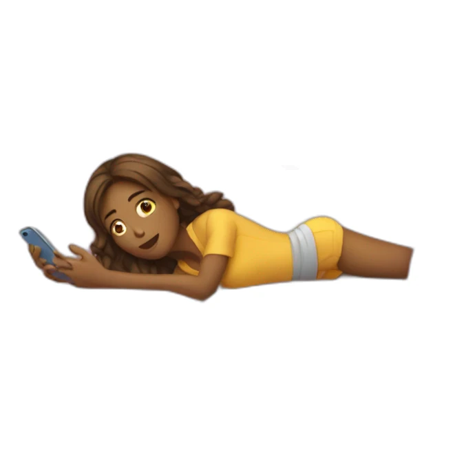 girl lying on couch with phone sticker