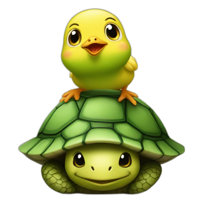 chick on turtles head sticker