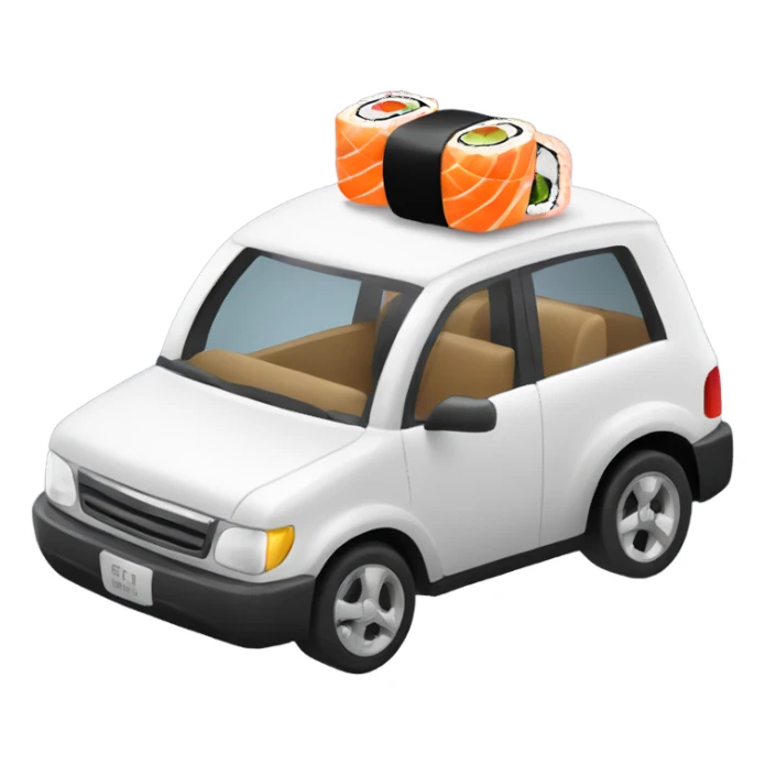 Car with sushi rolls as wheels sticker