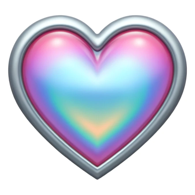 heart with a holographic silver border sticker