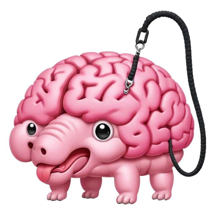 Pink brain on a leash for dogs sticker
