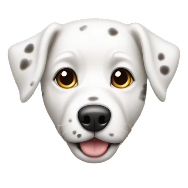 speckled white dog with small ear sticker