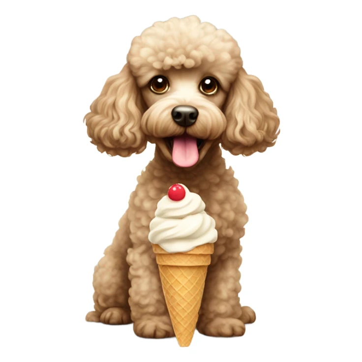 Scottish poodle eating ice cream sticker