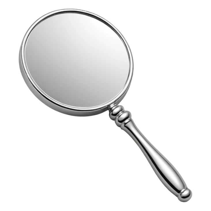 hand mirror, polished silver chrome, erotic vanity aesthetic sticker