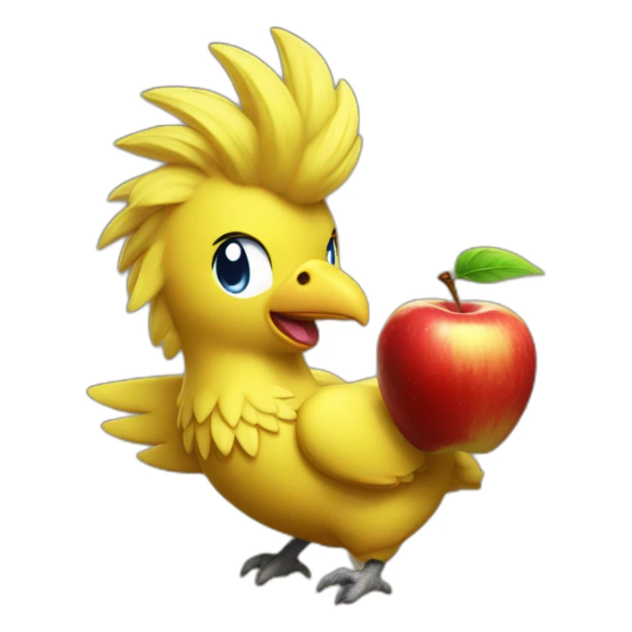 apple riding a chocobo sticker