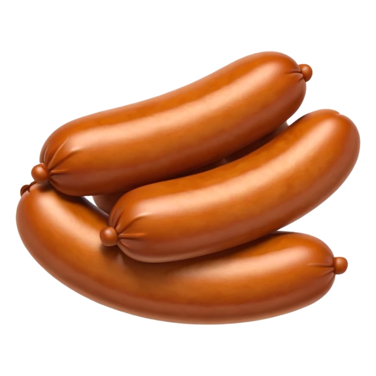 Three sausages linked together.
Apple emoji style sticker