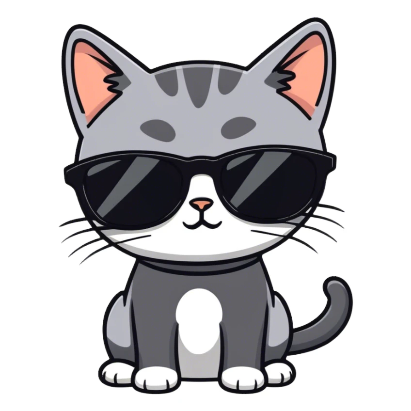 Cat with sunglasses sticker