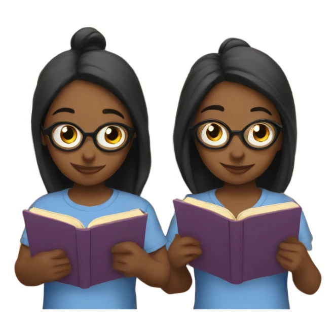Twins reading books sticker