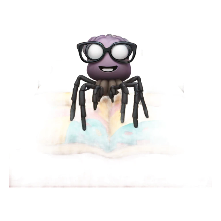 Tarantula with pajamas and reading glasses in bed sticker