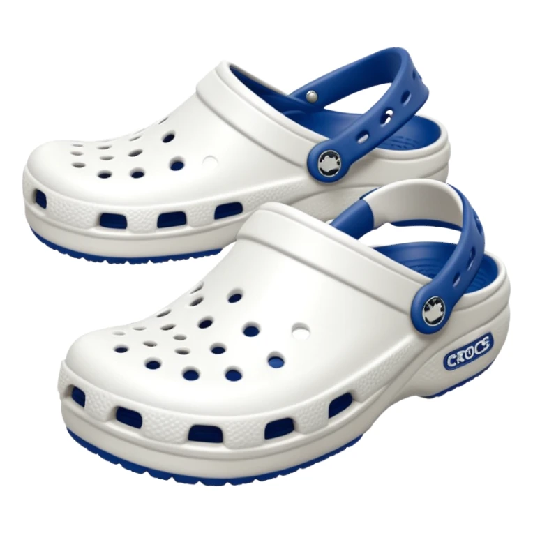 Pure white Crocs clogs, top-down angle, clean matte texture, ventilation holes visible, minimal lighting, dark neutral background, realistic product photo, no logos, no text. sticker