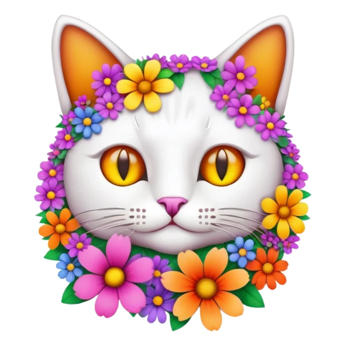Cat flower sticker