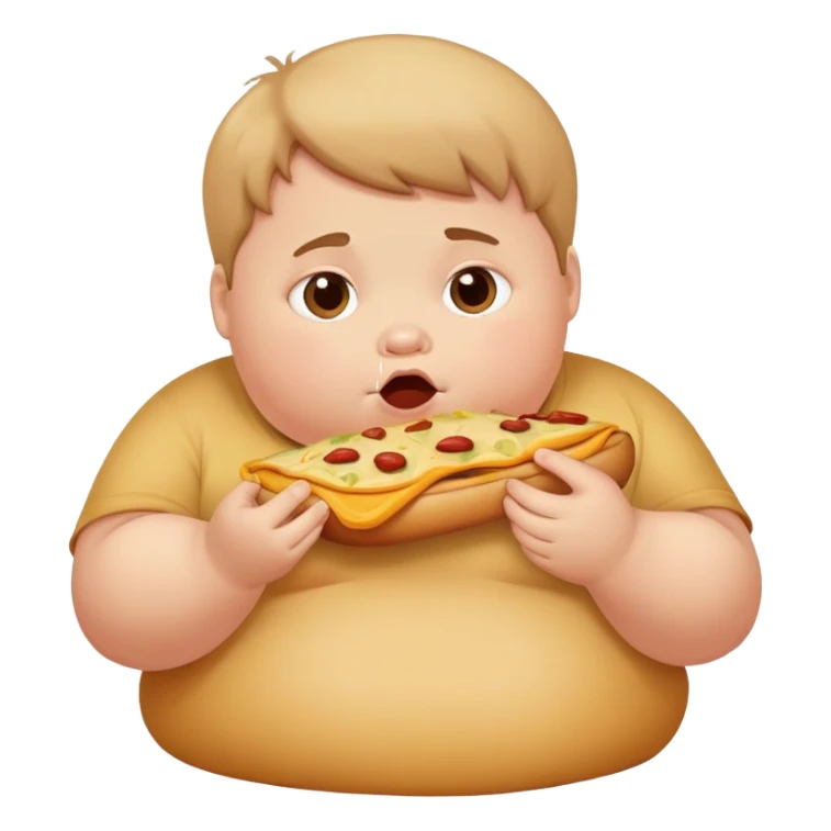  A fat kid eating food sticker