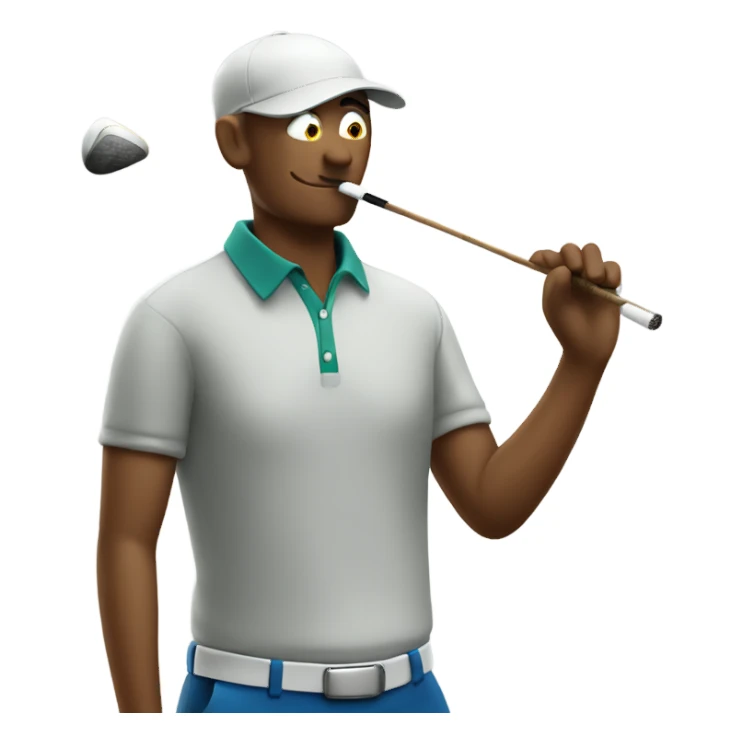 Golfer smoking cigarette while swinging sticker