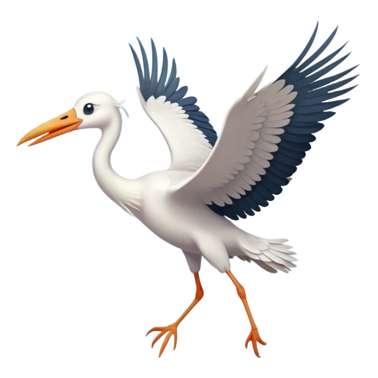 stork flying with a baby sticker