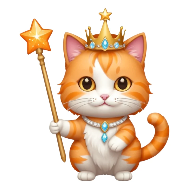 princess cat with a magical wand sticker