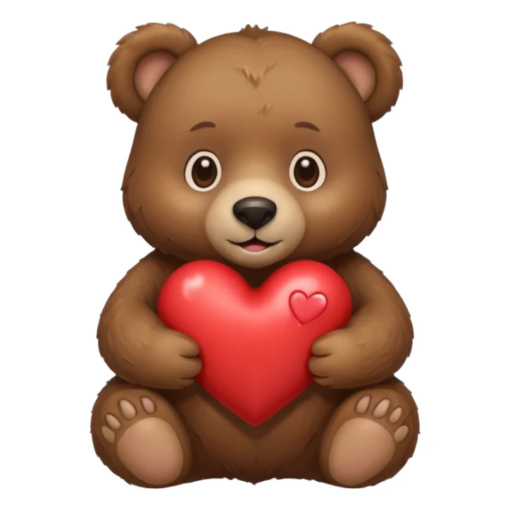 Make a bear holding a heart sticker