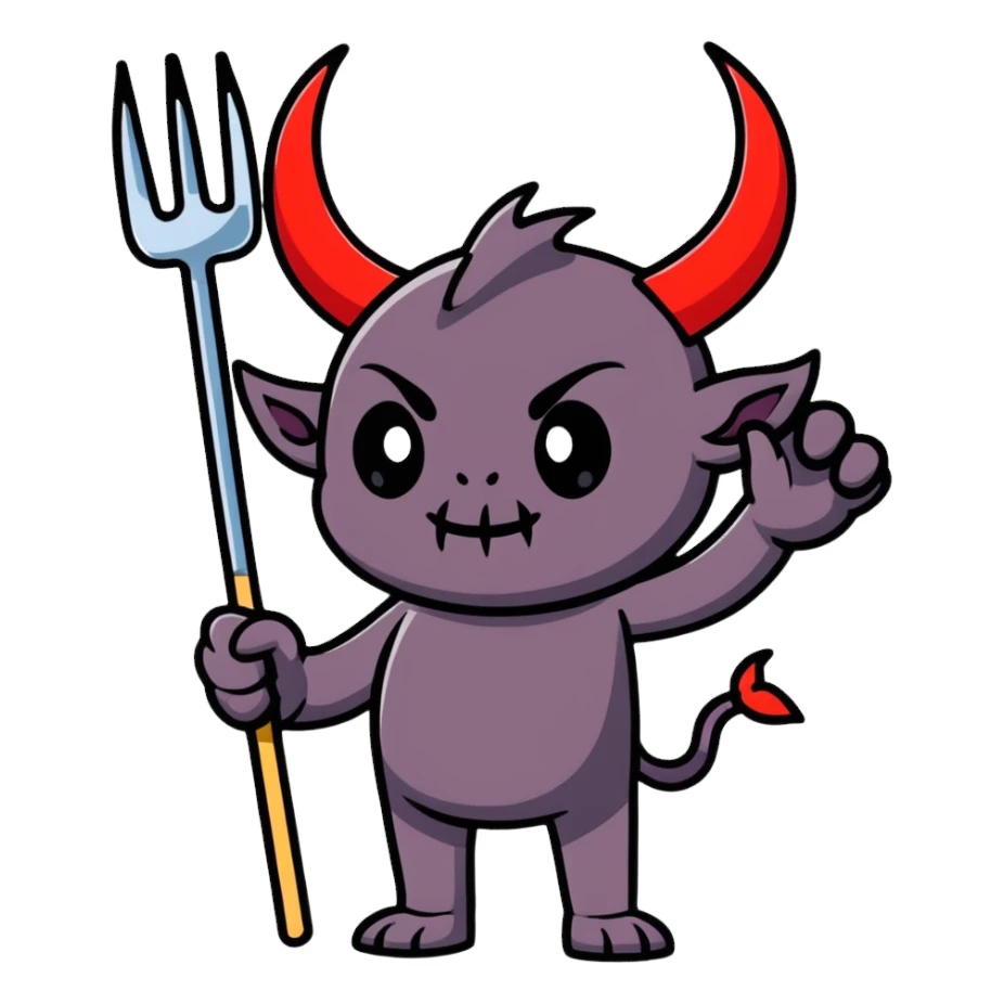 cute little demon with pitchfork sticker