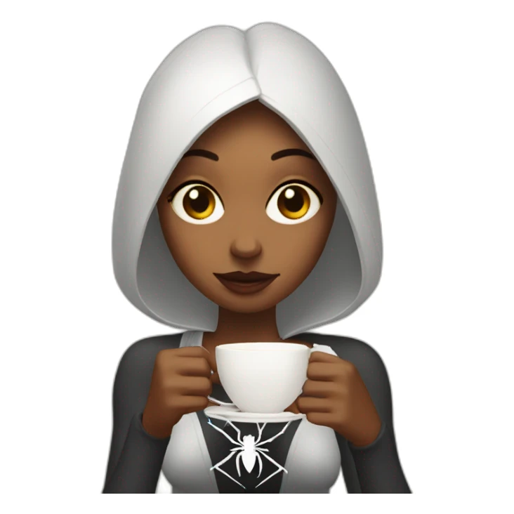 spider girl drinking tea sticker