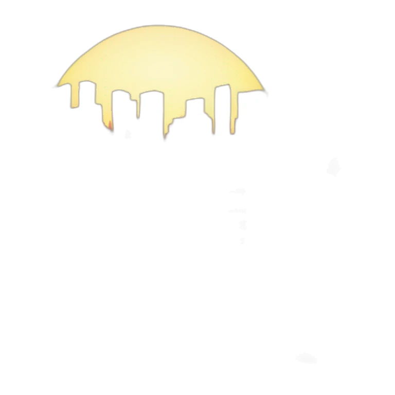 Dramatic sunset behind city buildings sticker