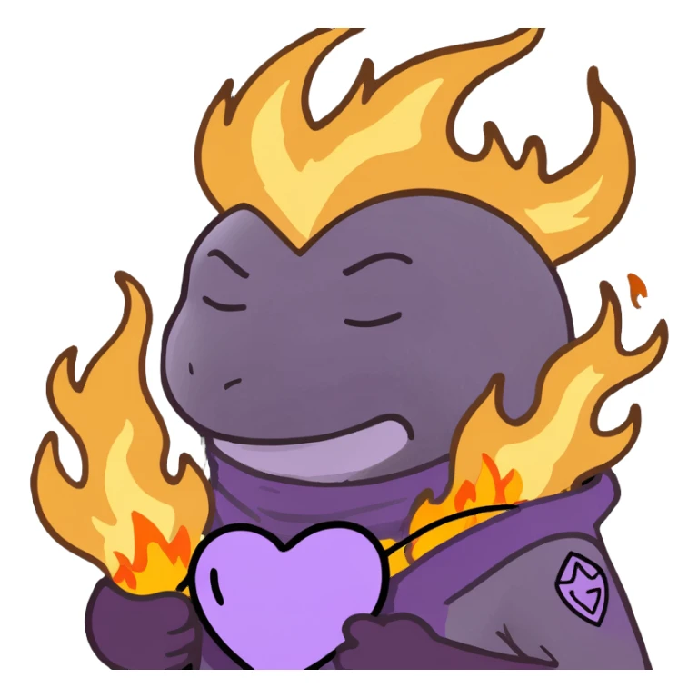 Purple Heart with fire sticker