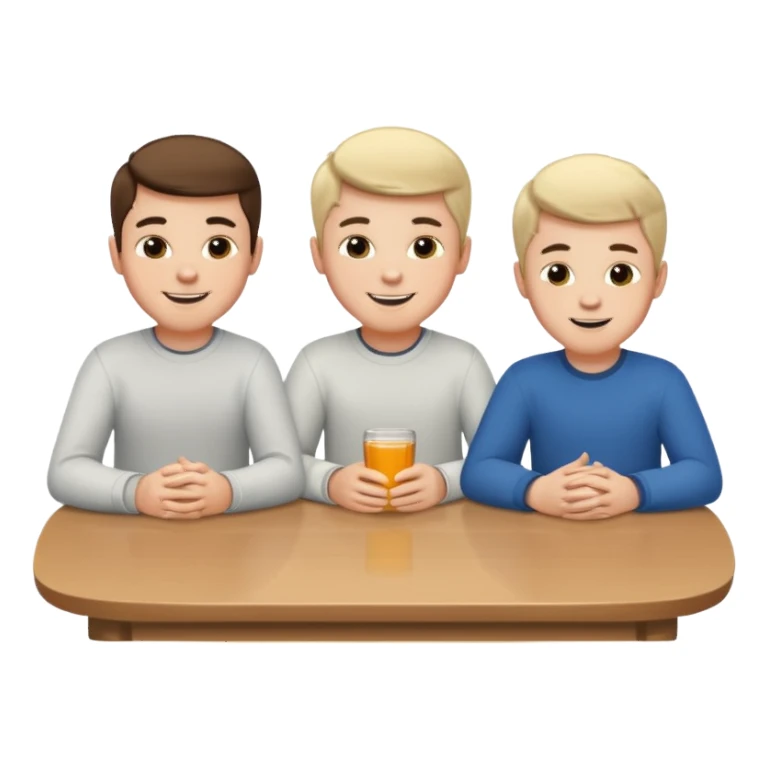 3 white boys sitting at a table sticker