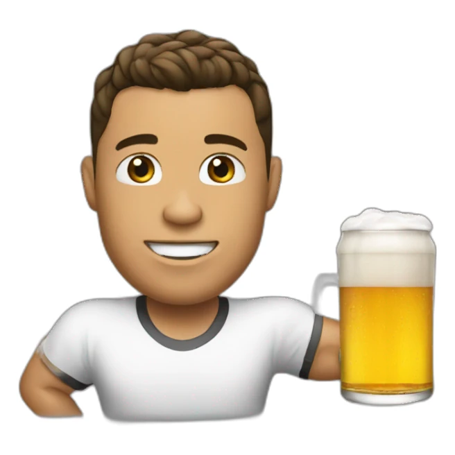 ronaldo drink beer with white  tshirt sticker