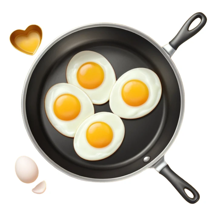 cooking pan with double heart-shaped eggs sticker