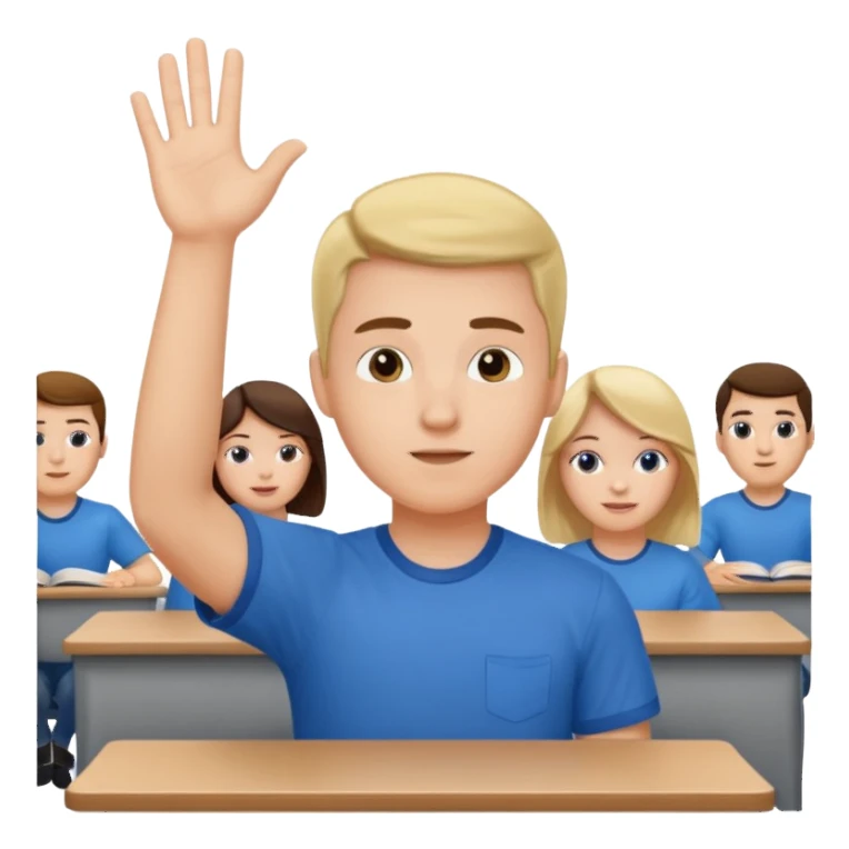 student raising hand in class sticker