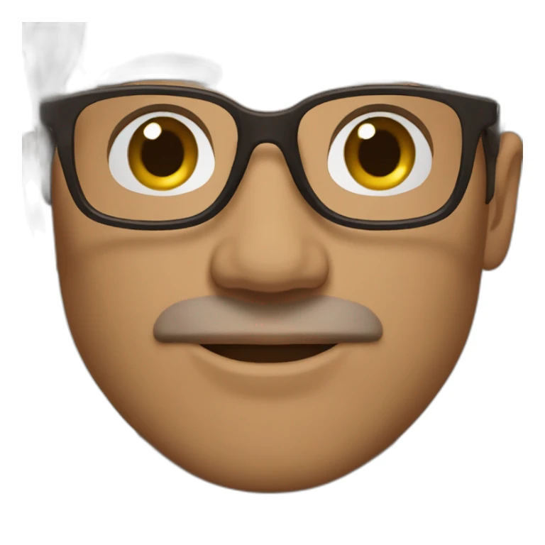 man dark brown hair glasses on pc sticker