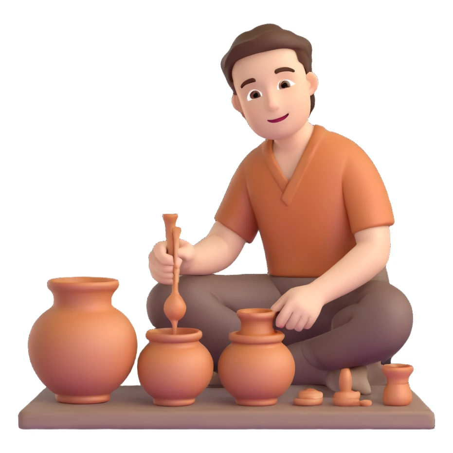 simple and expressive man doing pottery sticker