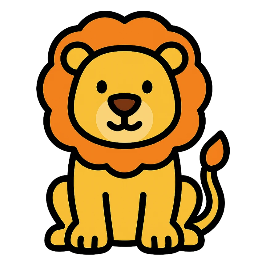 lion color outline icon style sticker