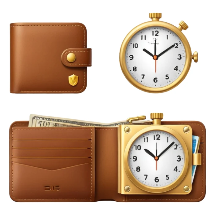 wallet and clock side by side sticker
