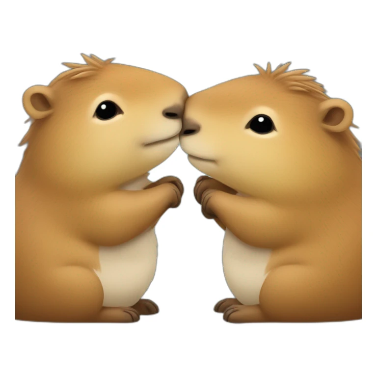 two happy capybaras hugging each other sticker