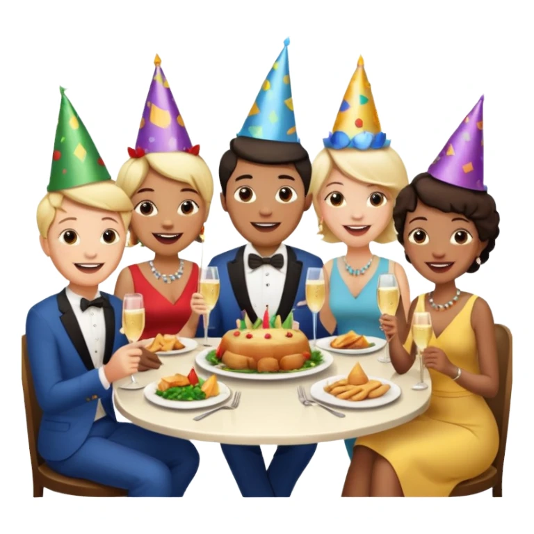 group of people talking at dinner table sticker